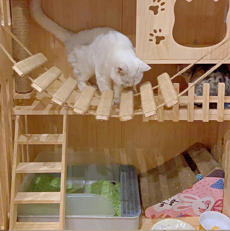 Wall-Mounted Activity Cat Wood Sisal Scratcher Furniture