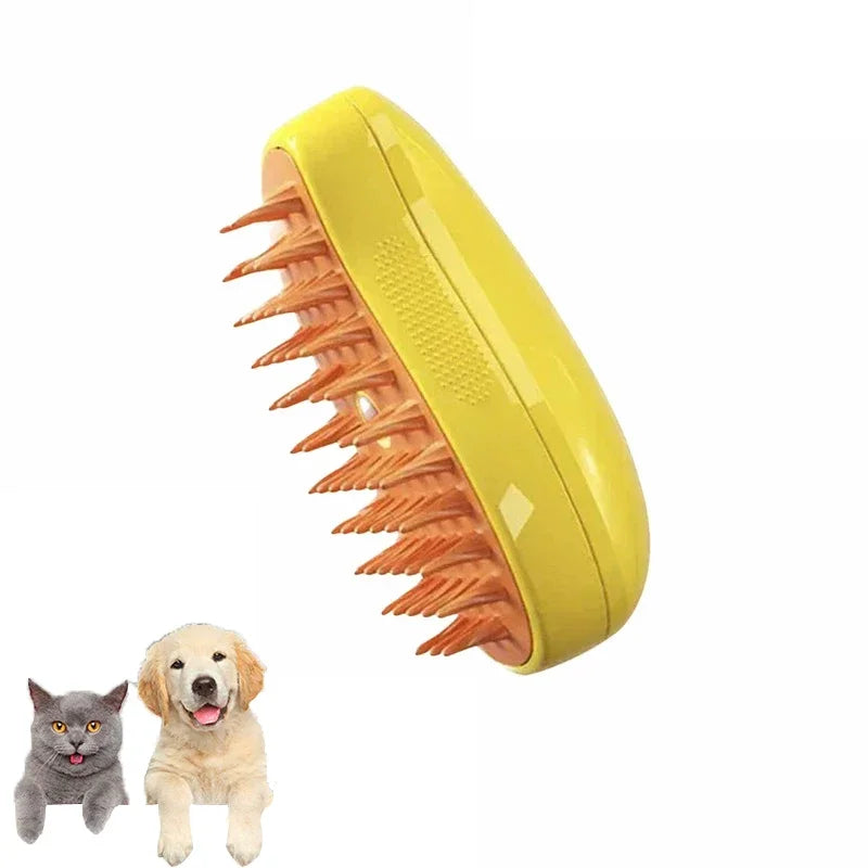 Rechargeable steam brush for cats