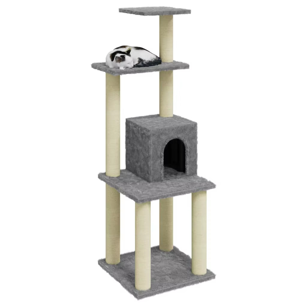 Cat Tree with Sisal Scratching Posts Light Grey 105Cm