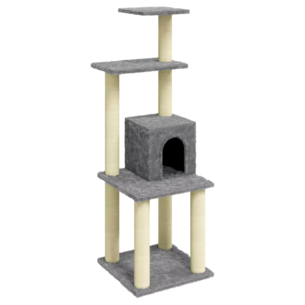 Cat Tree with Sisal Scratching Posts Light Grey 105Cm