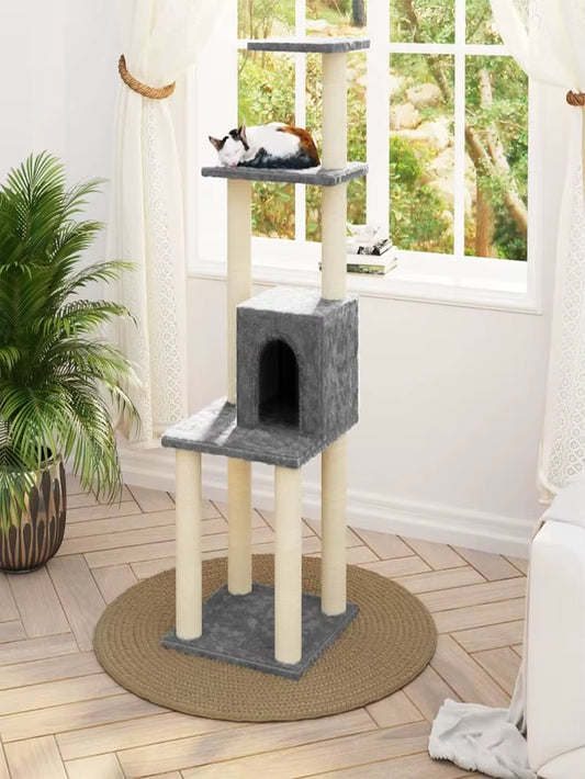 Cat Tree with Sisal Scratching Posts Light Grey 105Cm