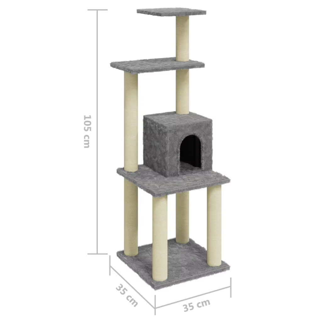 Cat Tree with Sisal Scratching Posts Light Grey 105Cm