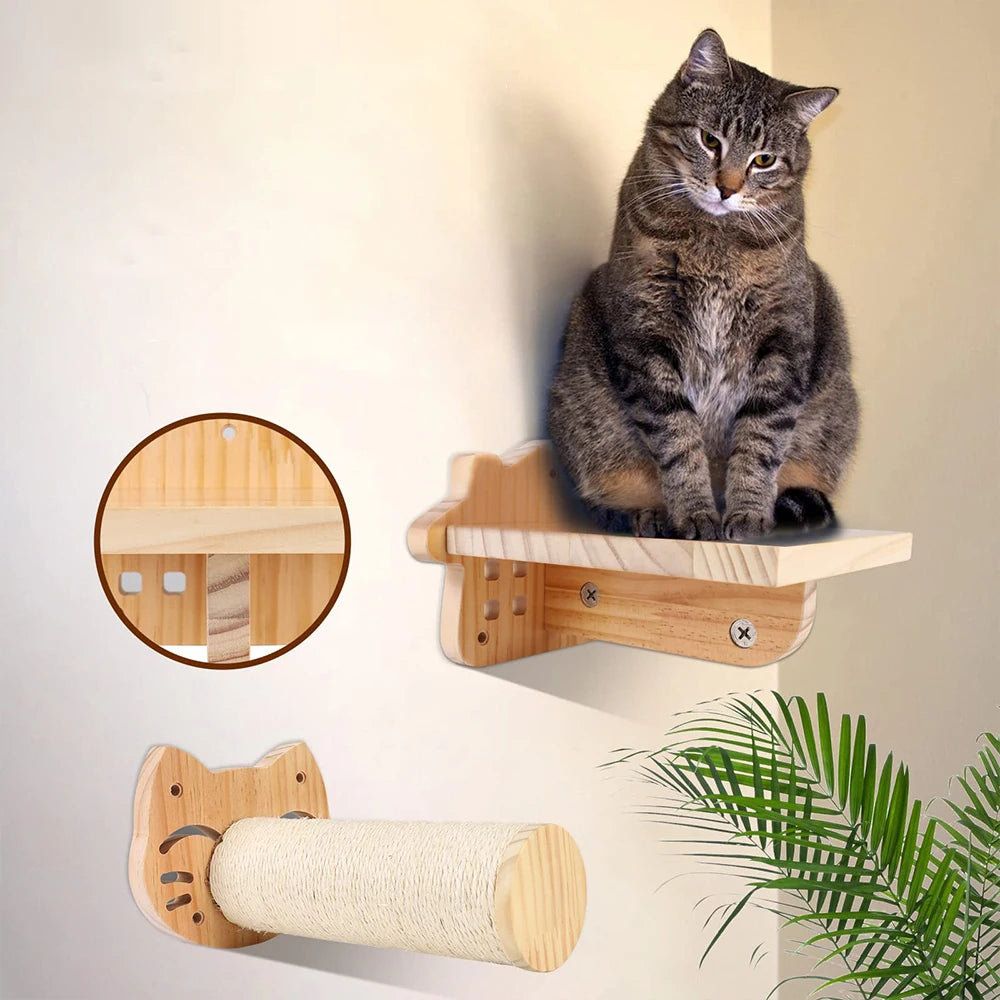 Wall Mount Shelf with Tree Tower