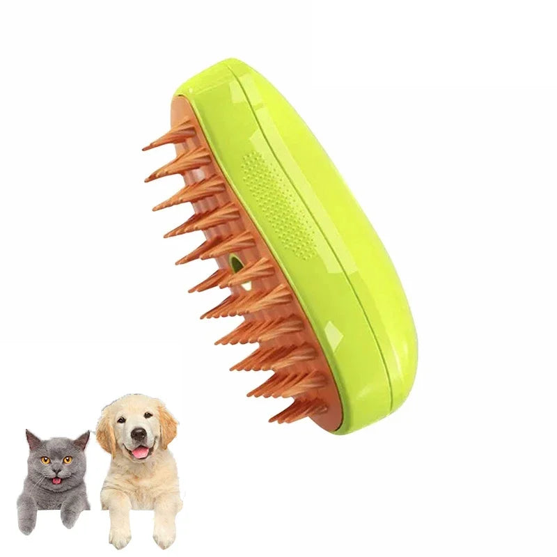 Rechargeable steam brush for cats