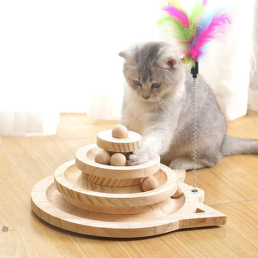 Wooden Toy Tower for Cats