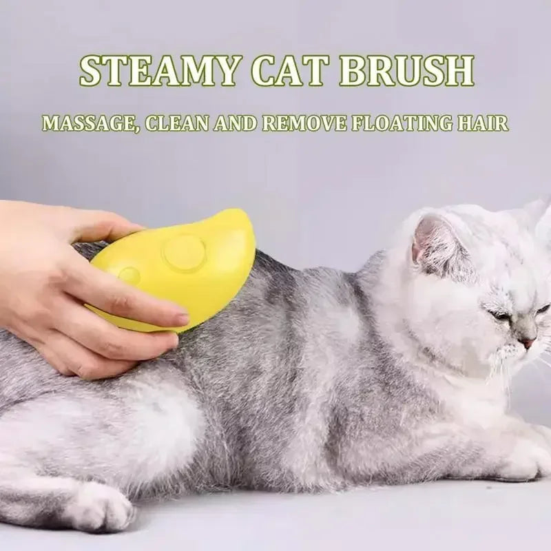 Rechargeable steam brush for cats
