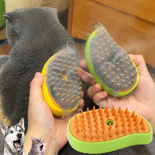Rechargeable steam brush for cats