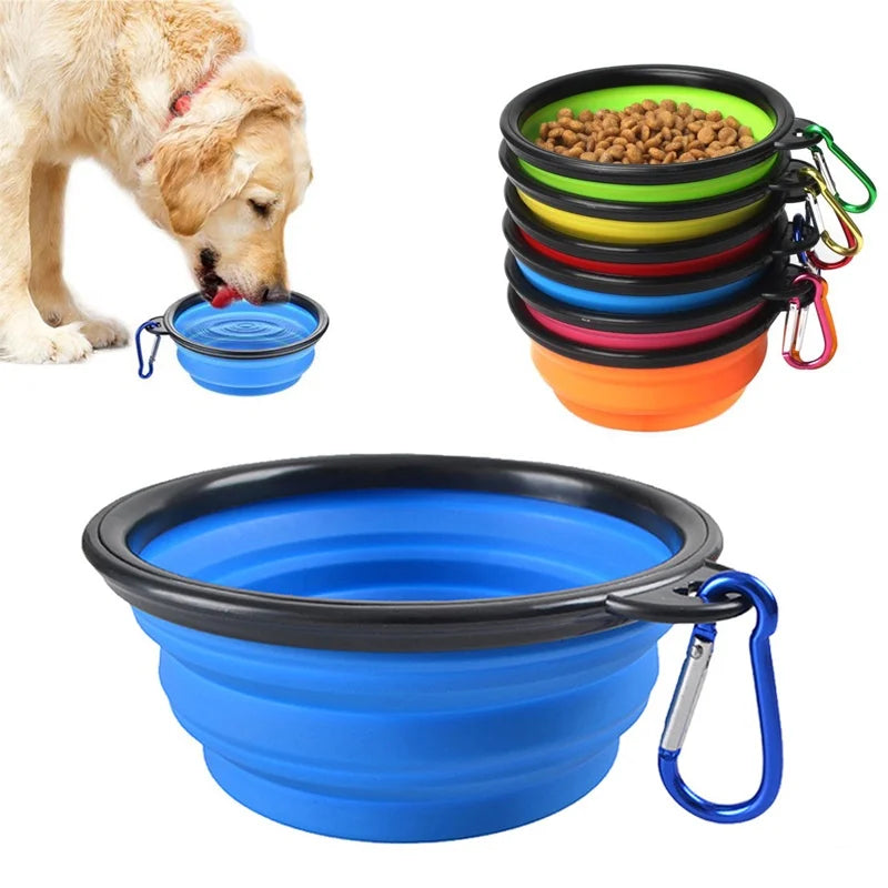 Folding Portable Silicone Dog Feeder Bowl